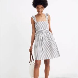 Madewell Striped Ruffle-Strap Empire Dress